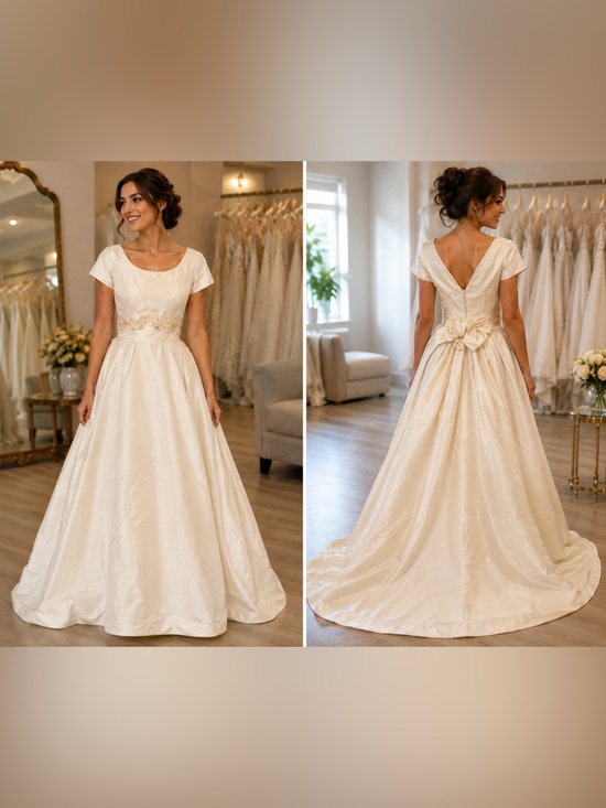 Priscilla of Boston Dresses & Skirts - “C5” Vintage Ivory A-Line Dress with Bow Back